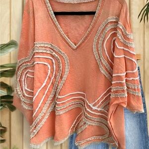 Women's Orange V-Neck Sweater